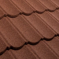 Autumn terracotta metal tile roofing